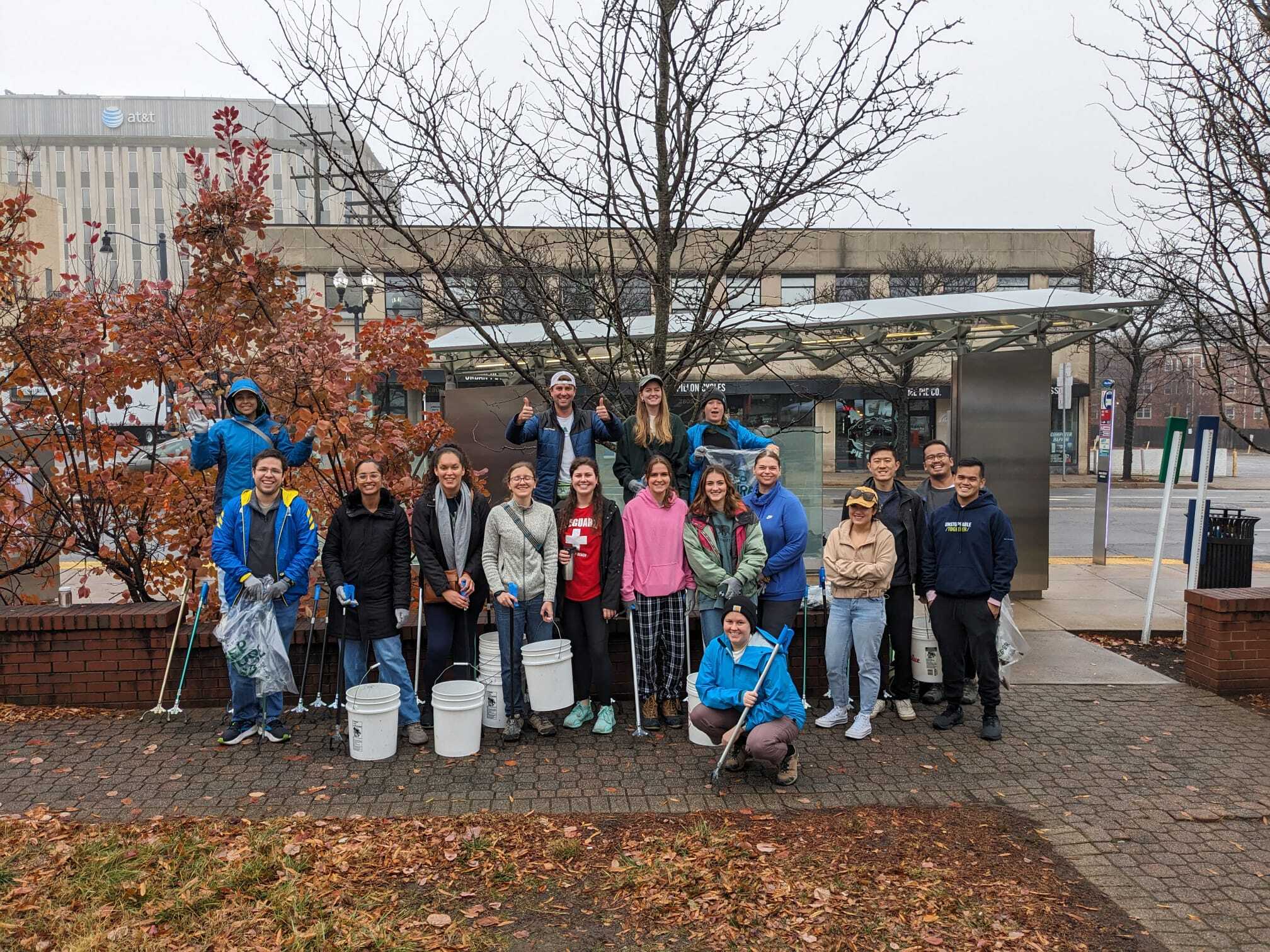 A cleanup event on Columbia Pike in Arlington